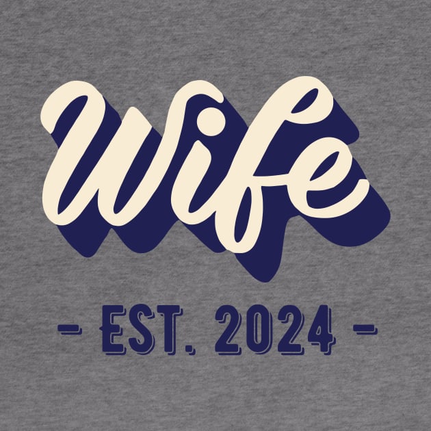 Wife Est 2024 Just Married Honeymoon Wedding Couple by AimArtStudio